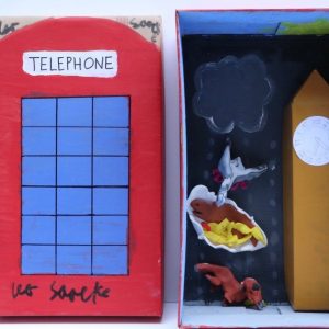 Telephone box and Big Ben made with polymer clay and cardboard